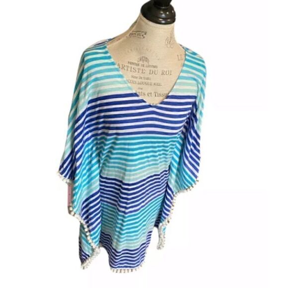 LILLY PULITZER XXS-XS TRADEWIND STRIPED POM POM TRIM CAFTAN DRESS - Picture 4 of 8
